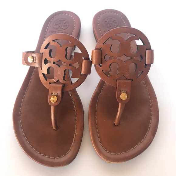 Tory Burch Shoes - Tory Burch Miller Logo Leather Brown Vachetta 5.5